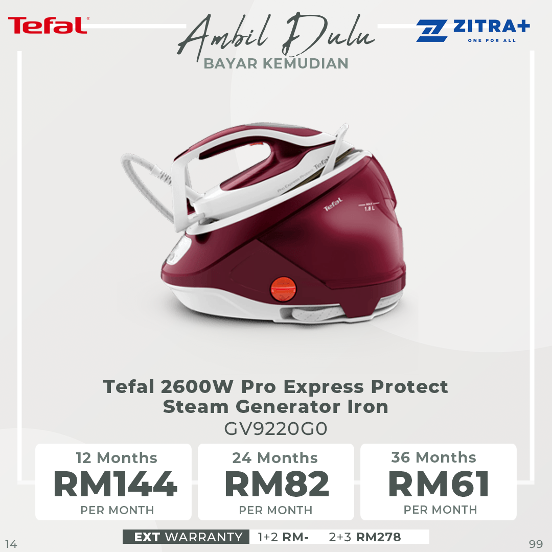 Tefal 2600W Pro Express Protect Steam Generator Iron GV9220G0 | Ultra-powerful steam | Removable calc collector system | Advanced anti-drip technology |  Vertical steam feature