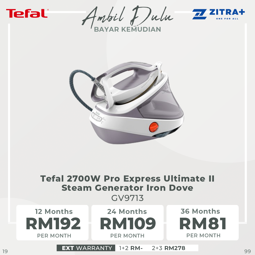 Tefal 2700W Pro Express Ultimate II Steam Generator Iron Dove GV9713 | Ultra Steam Technology | No Burn Risk