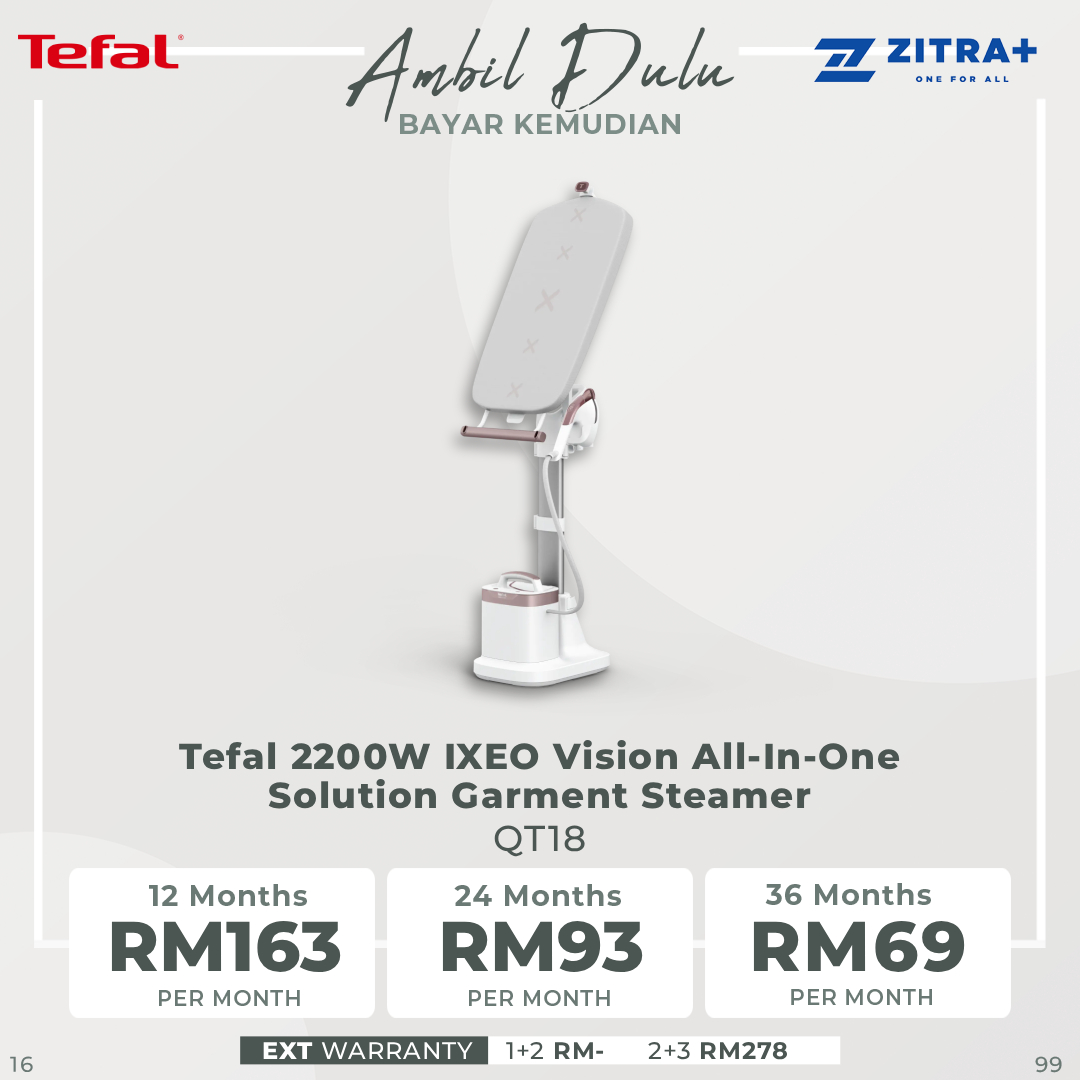 Tefal 2200W IXEO Vision All-In-One Solution Garment Steamer QT18 | Steam output up to 80g/min | Fast heat-up | Smart Auto Off