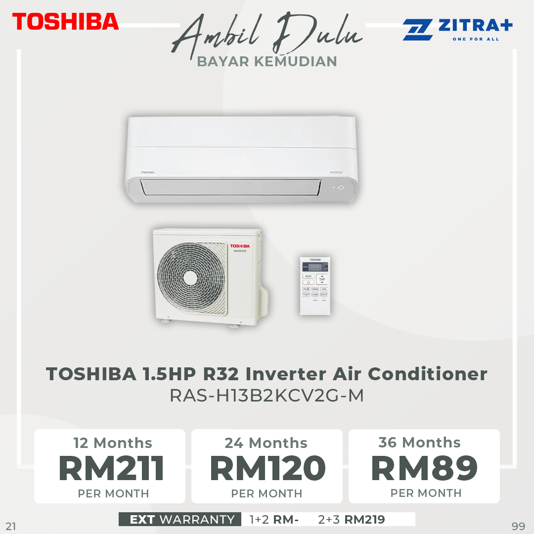 TOSHIBA 1/1.5/2/2.5HPR32 Inverter Air Conditioner B2KCV2G-M | HI Power Fast Cooling | Ultra Pure Air Purification | Save Eco Power