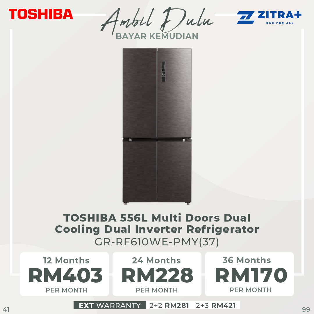 TOSHIBA 556L Multi Doors Dual Inverter Refrigerator  GR-RF610WE-PGY[22]  / GR-RF610WE-PMY(37) | Compressor and Fan Inverter | Dual Cooling | Refrigerator with 2 Year Warranty