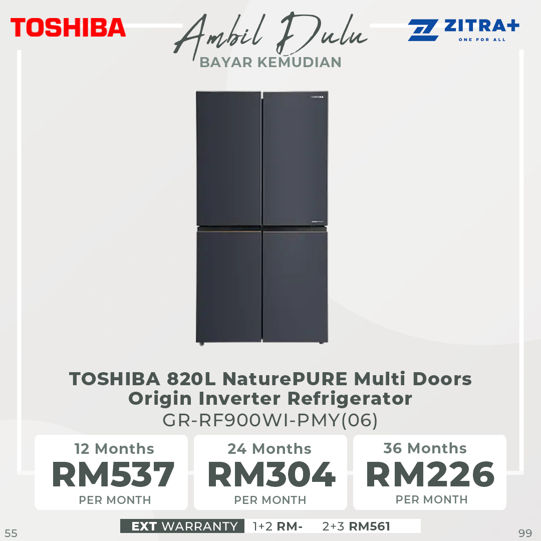 TOSHIBA 820L NaturePURE Multi Doors Origin Inverter Refrigerator GR-RF900WI-PMY(06) | NaturePURE | Roomy Storage | Extra Fresh