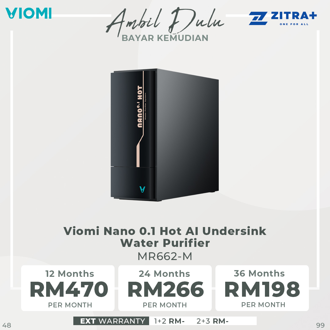 Viomi Nano 0.1 Hot AI Undersink Water Purifier MR662-M | 7 layers deep filtration | Advanced RO filtration | WiFi connection