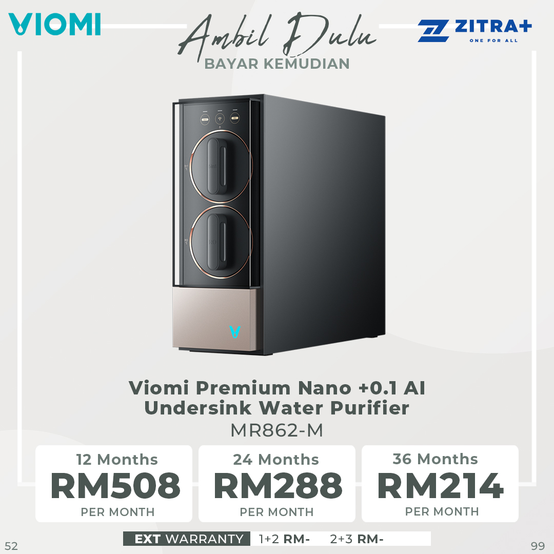 Viomi Premium Nano +0.1 AI Undersink Water Purifier MR862-M | 7 layers deep filtration | High end digital display | Independent water outlet