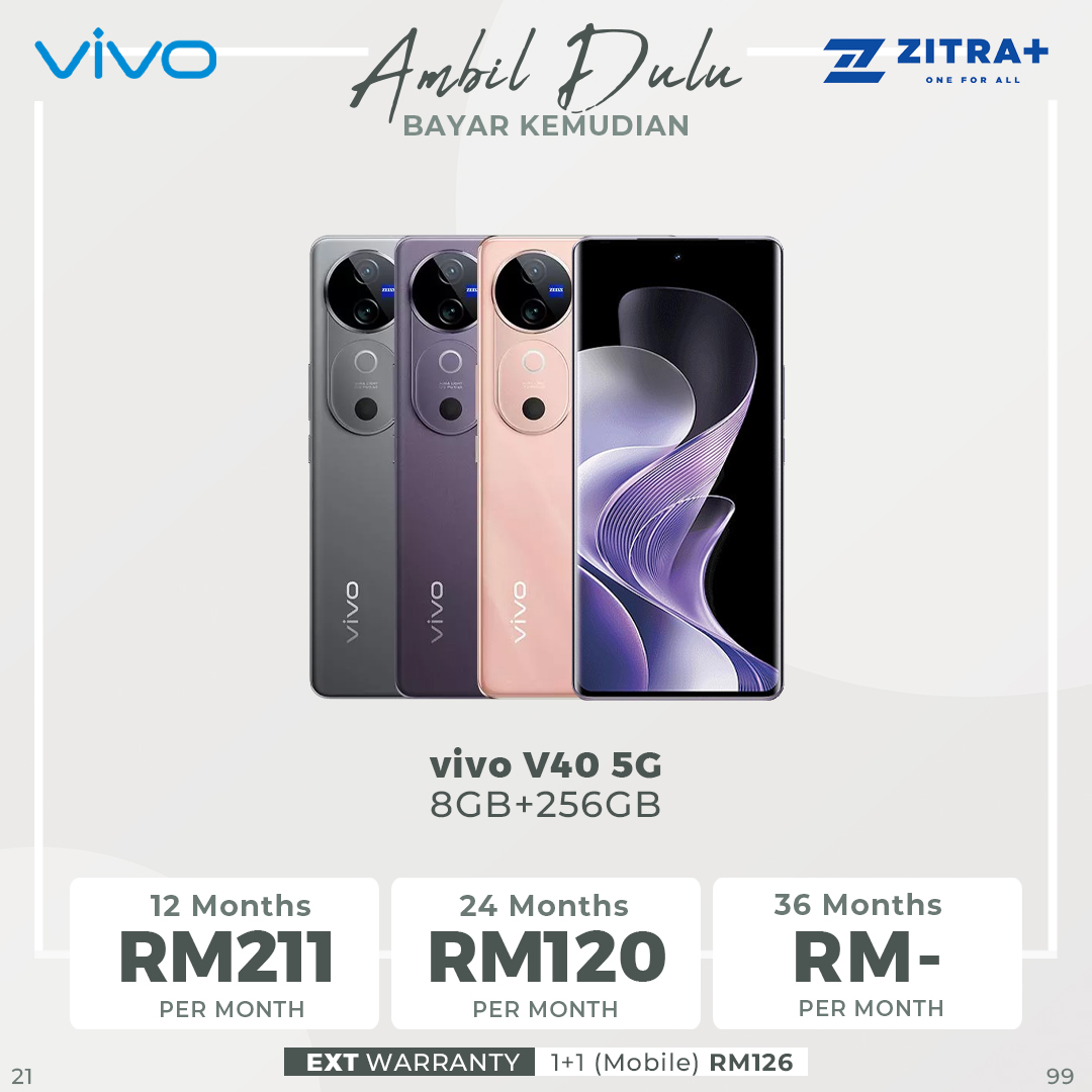 Vivo V40 5G 8GB+256GB | 50MP ZEISS All Main Camera |  Qualcomm Snapdragon Processor | 80W FlashCharge