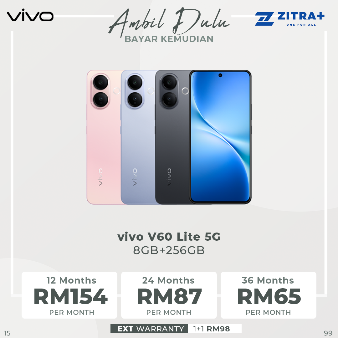 vivo V60 Lite 5G 8GB+256GB/ 12GB+512GB | 6.77 inches, AMOLED | 50MP Rear Camera | Mediatek Dimensity 7360 Turbo (4 nm) | Android 15, Funtouch 15 | 6500 mAh