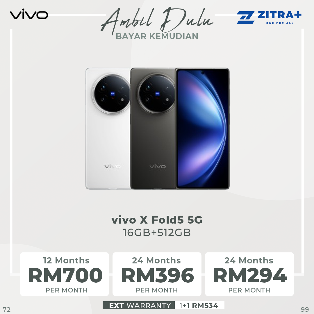 vivo X Fold5 5G | 6000mAh BlueVolt Battery | 80W Dual-Cell FlashCharge | 8.03" 2k ZEISS Master Colour Display | AI Multitasking | 50MP ZEISS Telephoto Camera
