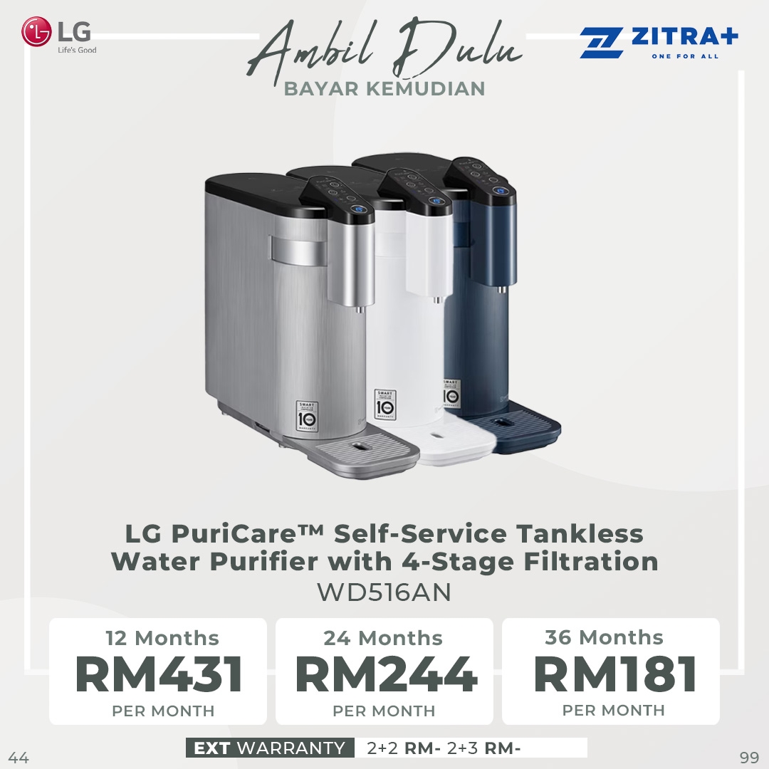 LG PuriCare™ Self-Service Tankless Water Purifier with 4-Stage Filtration WD516AN | Easy Filter Replacement | Hygiene | Water Purifier with  1 Year Warranty