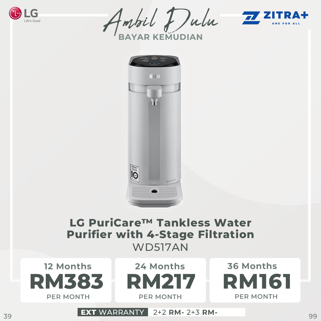 LG PuriCare™ Tankless Water Purifier with 4-Stage Filtration WD517AN | Tankless Hot & Cold | Ambient Water | ThinQ | Water Purifier with 1 Year Warranty