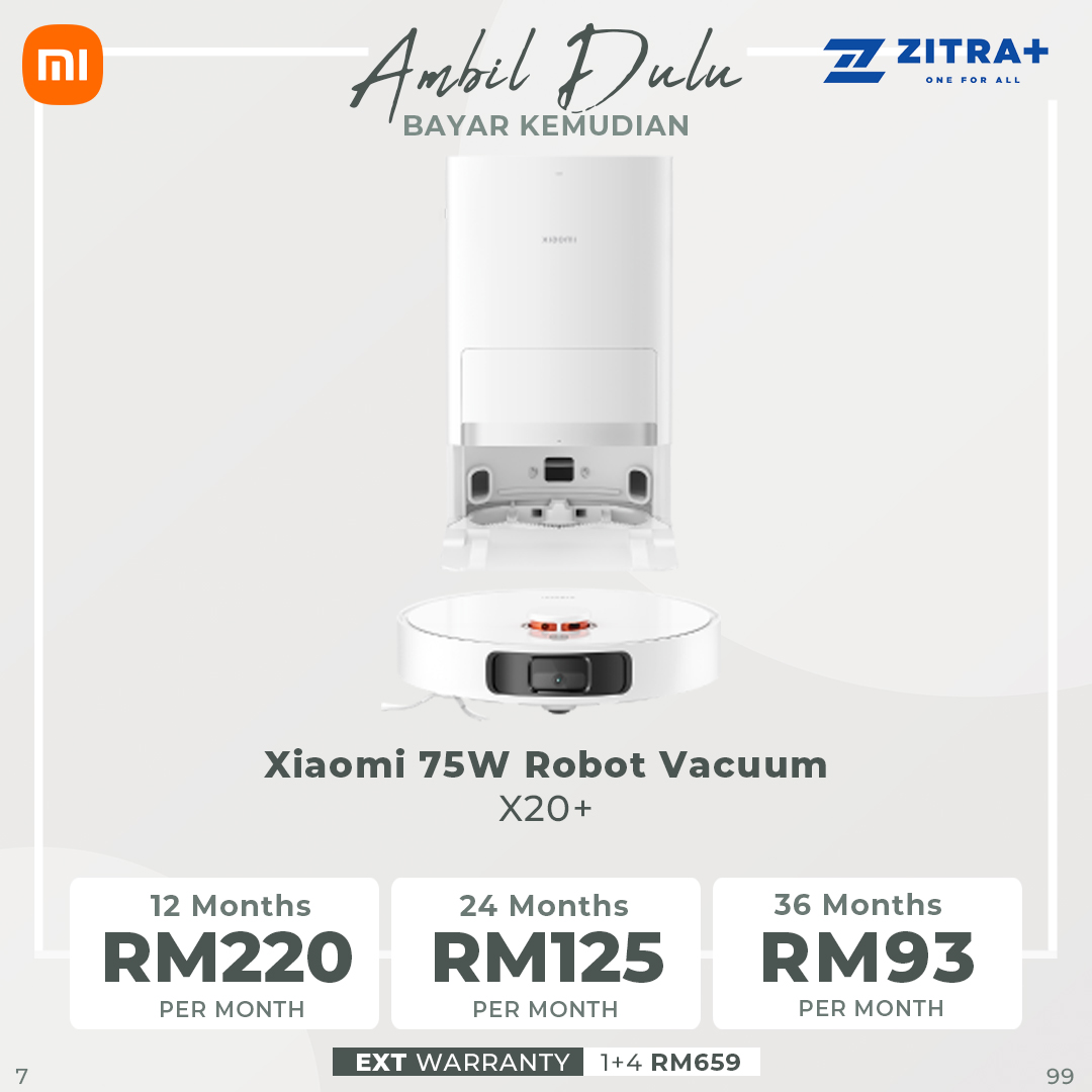 Xiaomi 75W Robot Vacuum X20+ | All-in-one smart base station | Enhanced vacuuming and mopping performance | LDS laser navigation | 1  Year General Warranty