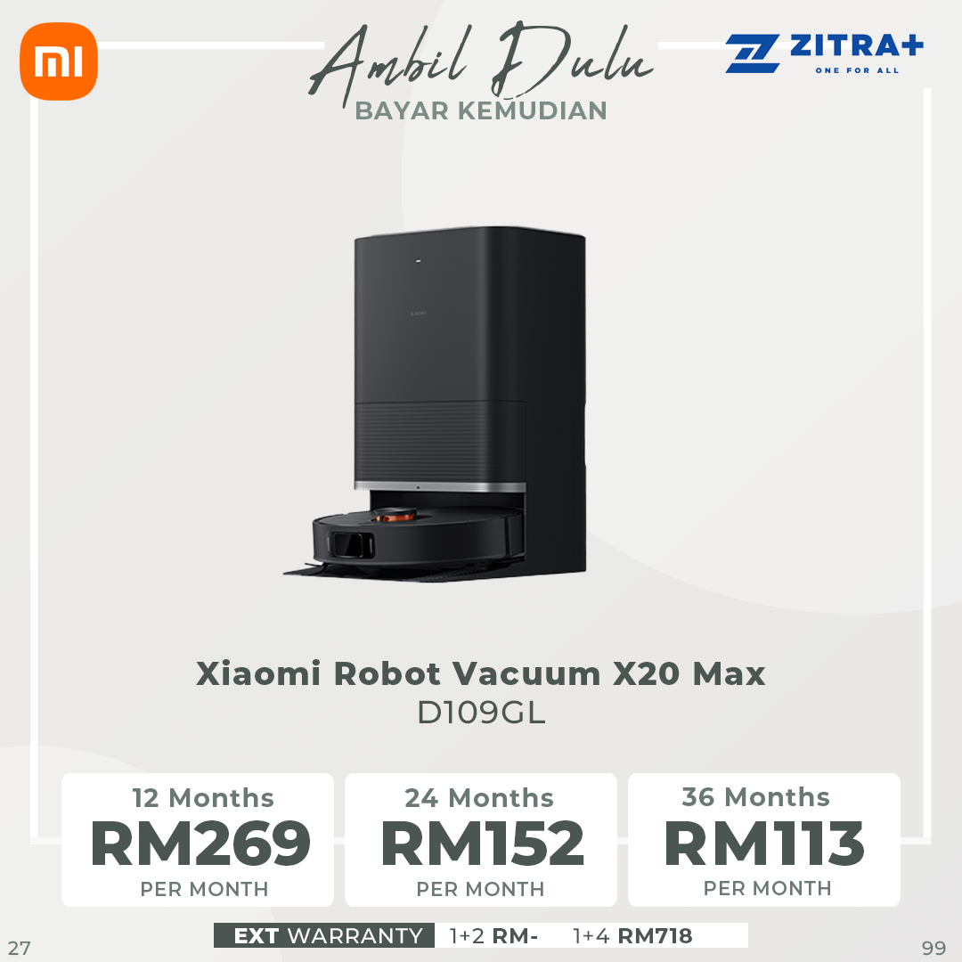 Xiaomi 55W Robot Vacuum X20 Max D109GL | Extendable mop arm | 8000Pa | 4800mAh | Smart carpet detection