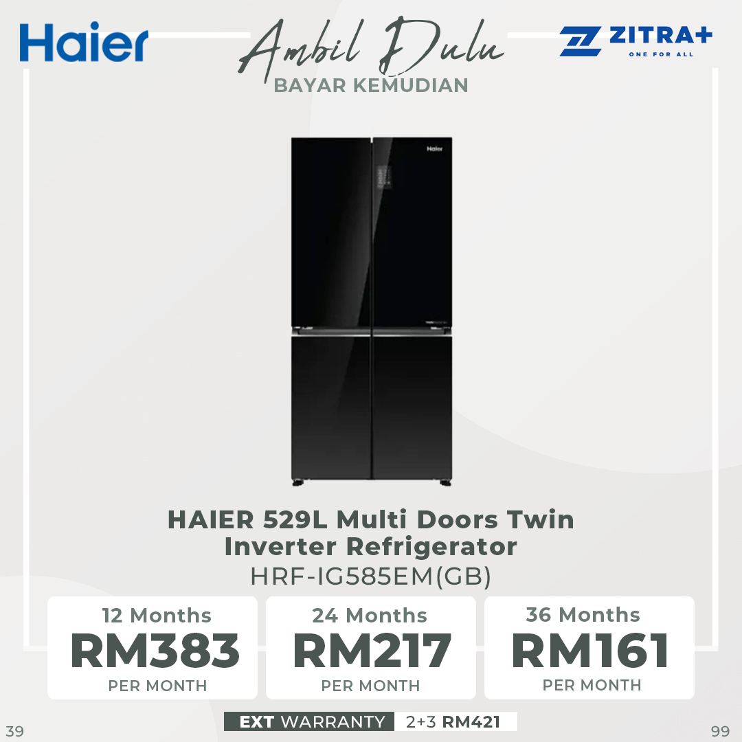 HAIER 529L Inverter Multi Doors Refrigerator Glass HRF-IG585EM | HCS Moist Zone | 3 Temperature Options
