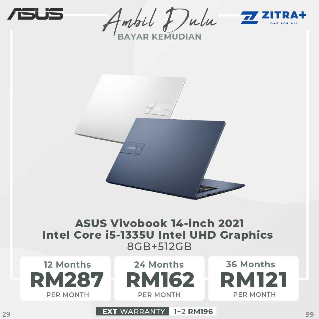 ASUS Vivobook 14-inch Intel Core i5-1335U | Intel UHD Graphics | 8GB+512GB 2021 | Windows 11 Home | Laptop with 2 Years Manufacturer Warranty