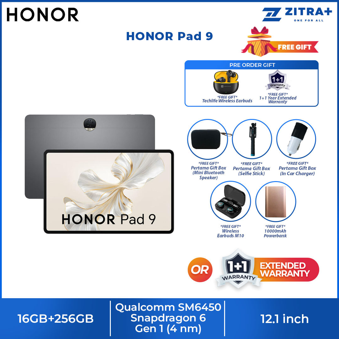 HONOR Pad 9 16GB+256GB | 8300mAh Large Battery +35W Fast Charging4 | 4nm Snapdragon 6 Gen 1 Chipset | Blazing-fast Connections 5G & Wi-Fi Only Version Supported | Tablet with 1 Year Warranty