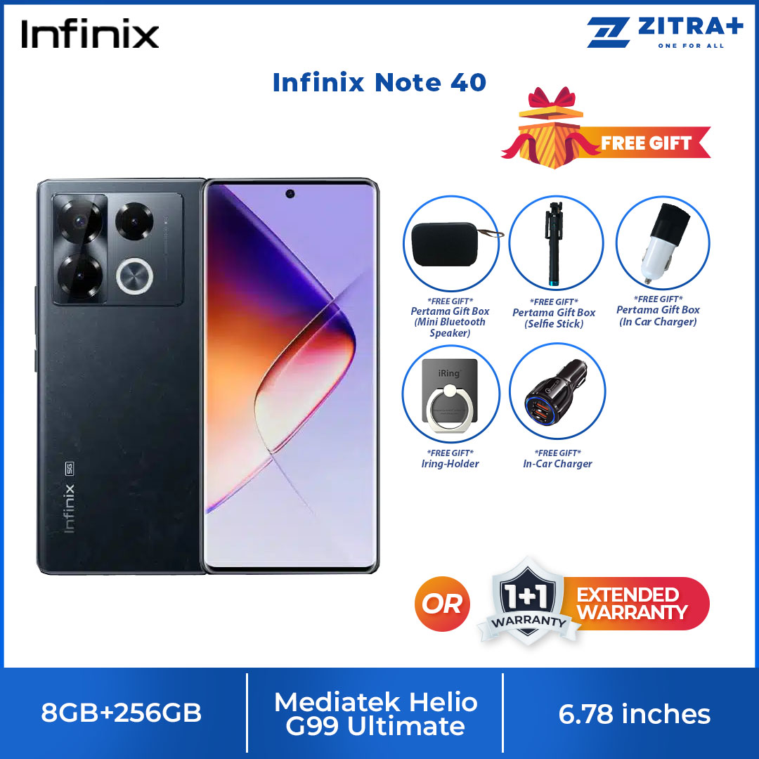 Infinix Note 40 8GB+256GB | Li-Po 5000mAh | 45W | 6.78 inches | Flexible AMOLED display | Mediatek Helio G99 Ultimate | Smartphone with 1 Year Manufacturer Warranty