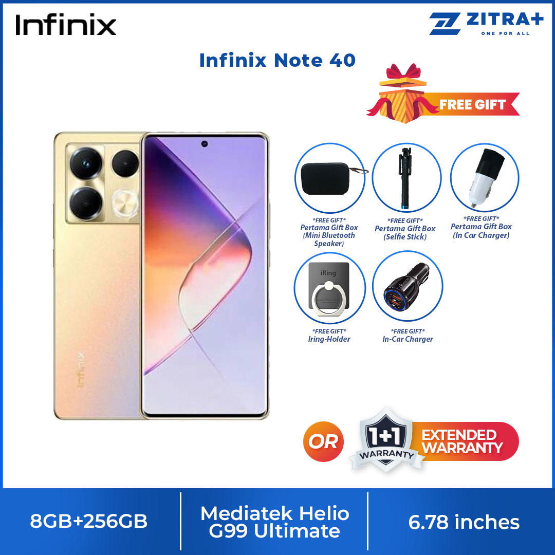 Infinix Note 40 8GB+256GB | Li-Po 5000mAh | 45W | 6.78 inches | Flexible AMOLED display | Mediatek Helio G99 Ultimate | Smartphone with 1 Year Manufacturer Warranty