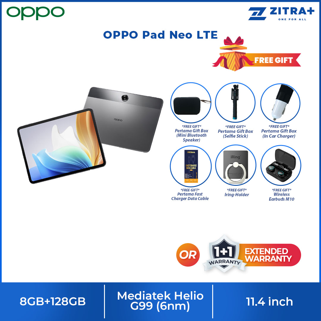 OPPO Pad Neo Wifi 6GB+128GB / Neo Lte 8GB+128GB | Super Battery, Super Energy | All-round Immersive Entertainment | Support 4G LTE | Tablet with 1 Year Warranty