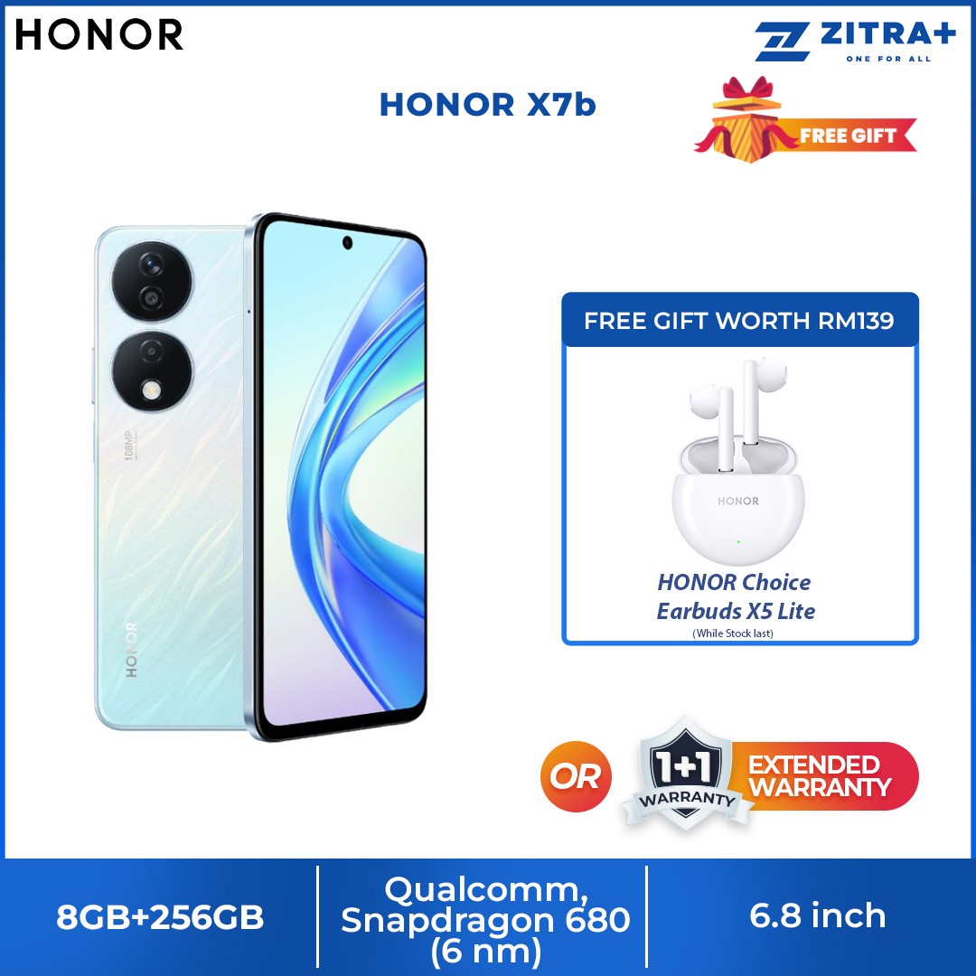(Pre Order Until 22.12.2023) HONOR X7b 4G 8GB+256GB | 6.8" HONOR FullView Display | 6000mAh Battery | 108MP Main Camera | Smartphone with 1 Year Warranty