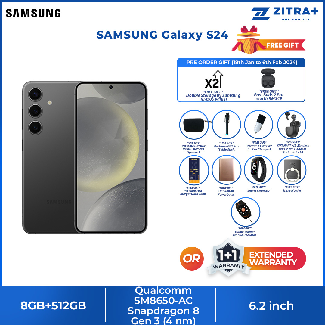 (Pre-Order 18.01.24 - 06.02.24) SAMSUNG Galaxy S24 | 8GB+256GB / 8GB+512GB | 6.2" Dynamic LTPO AMOLED 2X | Built-in S Pen | Super HDR | Smartphone with 1 Year Warranty