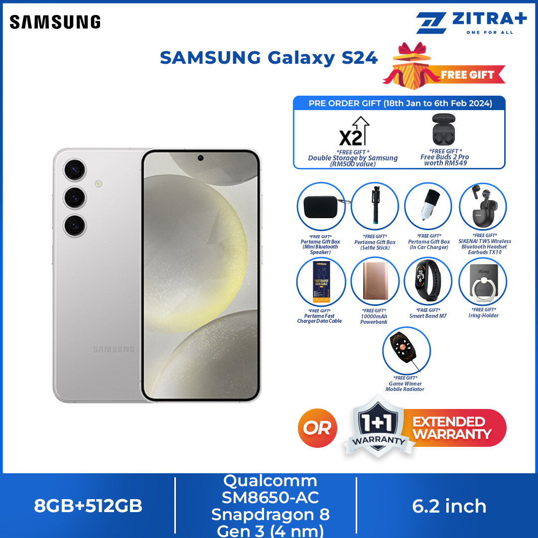 (Pre-Order 18.01.24 - 06.02.24) SAMSUNG Galaxy S24 | 8GB+256GB / 8GB+512GB | 6.2" Dynamic LTPO AMOLED 2X | Built-in S Pen | Super HDR | Smartphone with 1 Year Warranty