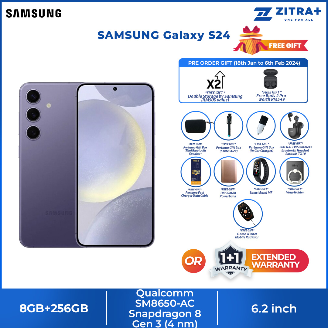 (Pre-Order 18.01.24 - 06.02.24) SAMSUNG Galaxy S24 | 8GB+256GB / 8GB+512GB | 6.2" Dynamic LTPO AMOLED 2X | Built-in S Pen | Super HDR | Smartphone with 1 Year Warranty