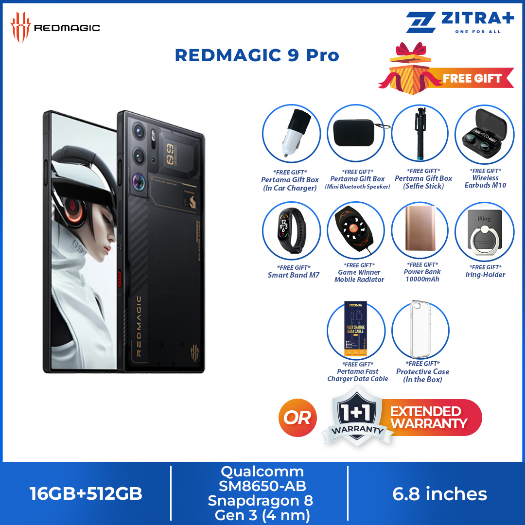REDMAGIC 9 Pro | 12GB+256GB / 16GB+512GB | 6.8" AMOLED Display | 56 Hours of Power | Qualcomm® Snapdragon™ 8 Gen 3 | Smartphone with 1 Year Warranty