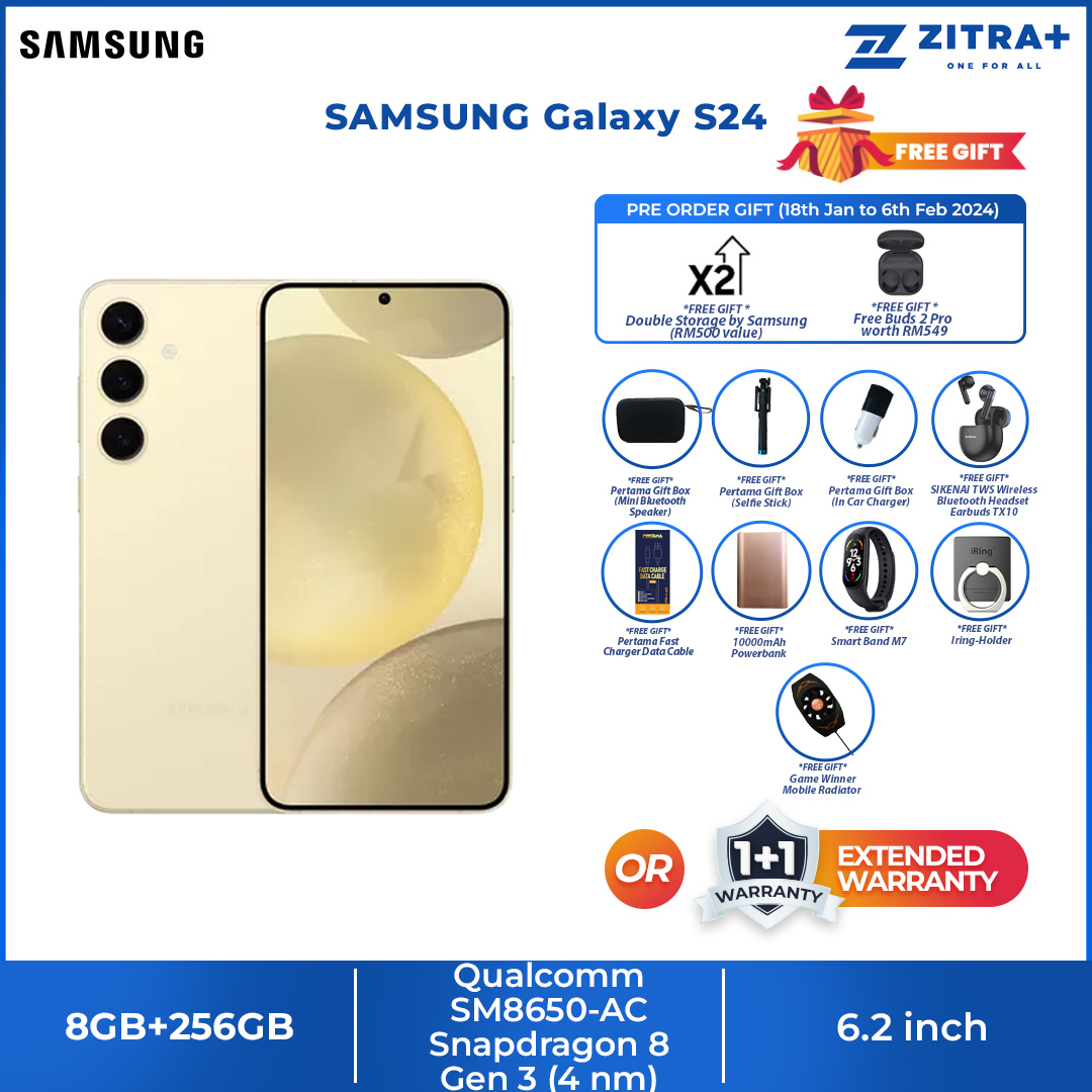 (Pre-Order 18.01.24 - 06.02.24) SAMSUNG Galaxy S24 | 8GB+256GB / 8GB+512GB | 6.2" Dynamic LTPO AMOLED 2X | Built-in S Pen | Super HDR | Smartphone with 1 Year Warranty