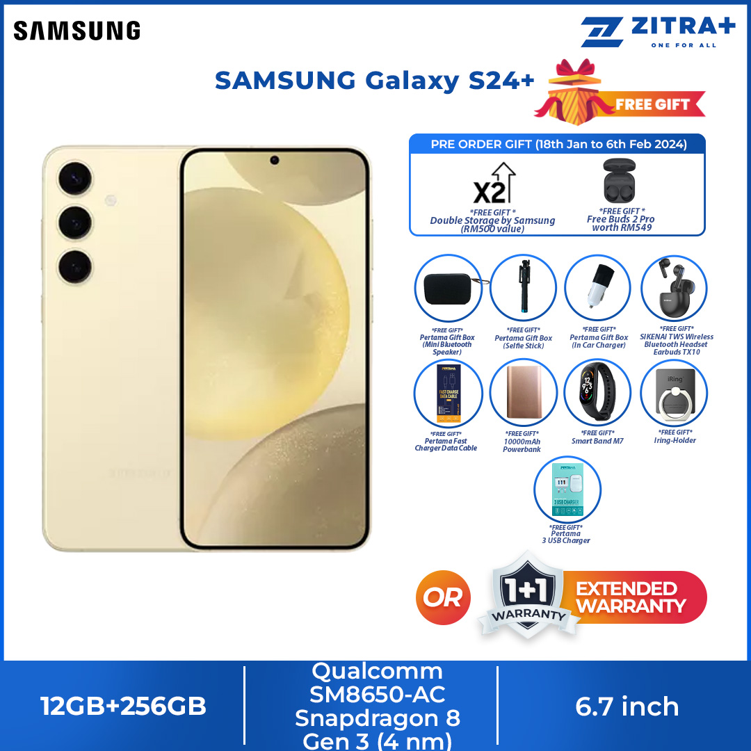 (Pre-Order 18.01.24 - 06.02.24) SAMSUNG Galaxy S24+ | 12GB+256GB / 12GB+512GB | 6.7" Dynamic LTPO AMOLED 2X | 4900mAh Battery | Super HDR | Smartphone With 1 Year Warranty