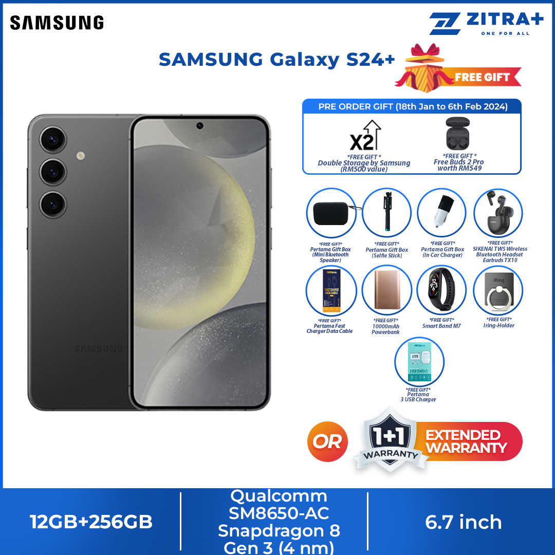 (Pre-Order 18.01.24 - 06.02.24) SAMSUNG Galaxy S24+ | 12GB+256GB / 12GB+512GB | 6.7" Dynamic LTPO AMOLED 2X | 4900mAh Battery | Super HDR | Smartphone With 1 Year Warranty