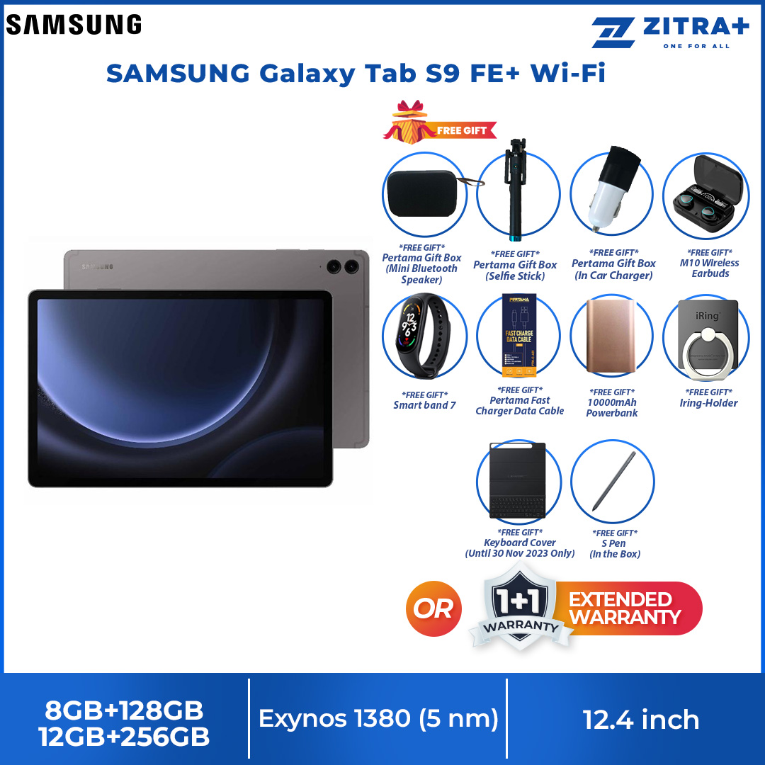 SAMSUNG Galaxy Tab S9 FE+ Wi-Fi | 8GB+128GB/12GB+256GB | 12.4" Display | 10090mAh Battery | 8MP Main Camera | One UI 5.1 | Tablet with 1 Year Warranty
