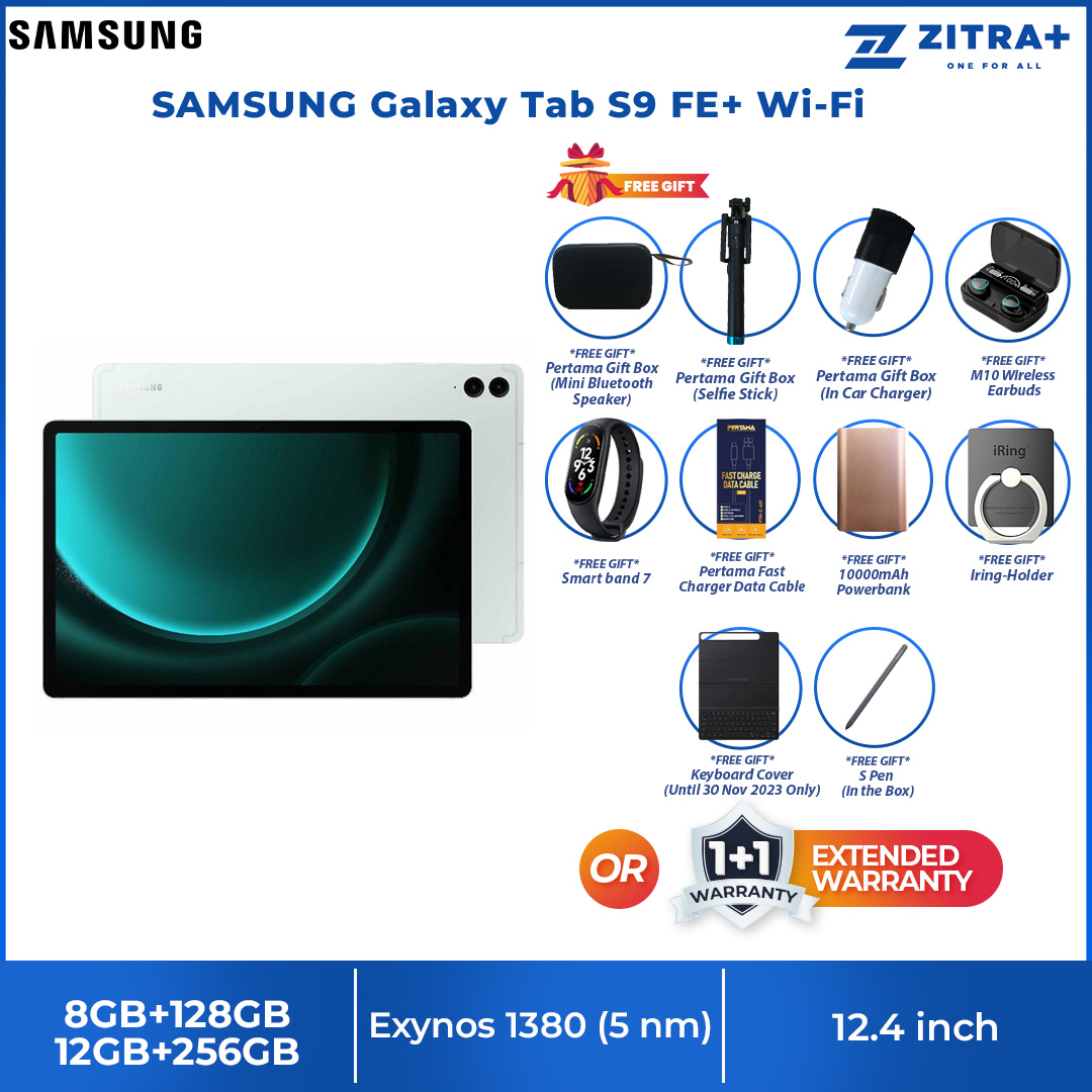 SAMSUNG Galaxy Tab S9 FE+ Wi-Fi | 8GB+128GB/12GB+256GB | 12.4" Display | 10090mAh Battery | 8MP Main Camera | One UI 5.1 | Tablet with 1 Year Warranty
