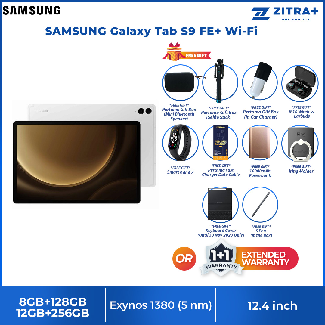 SAMSUNG Galaxy Tab S9 FE+ Wi-Fi | 8GB+128GB/12GB+256GB | 12.4" Display | 10090mAh Battery | 8MP Main Camera | One UI 5.1 | Tablet with 1 Year Warranty