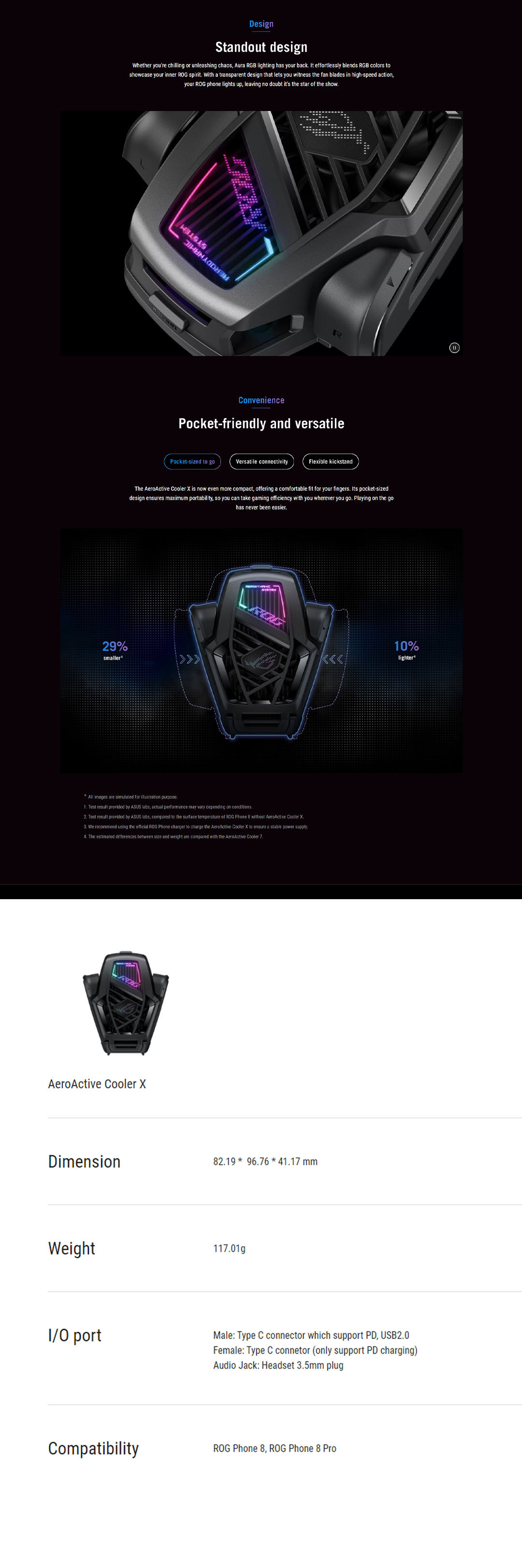 ASUS ROG AeroActive Cooler X 8 AY2401 | 1.1x faster fan ASUS ROG AeroActive Cooler X 8 AY2401 | 1.1x faster fan
