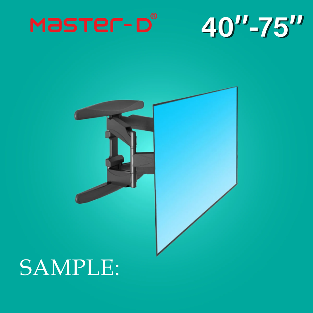 Master D 40"-75" LED TV BRACKET - Full Motion Cantilever Mount (DOUBLE CANTILEVER ARM) 767-L600 | Max Weight: 75kg | Extension: 57 - 500 mm | Tilt: +8°/-5° | Swivel: 160°
