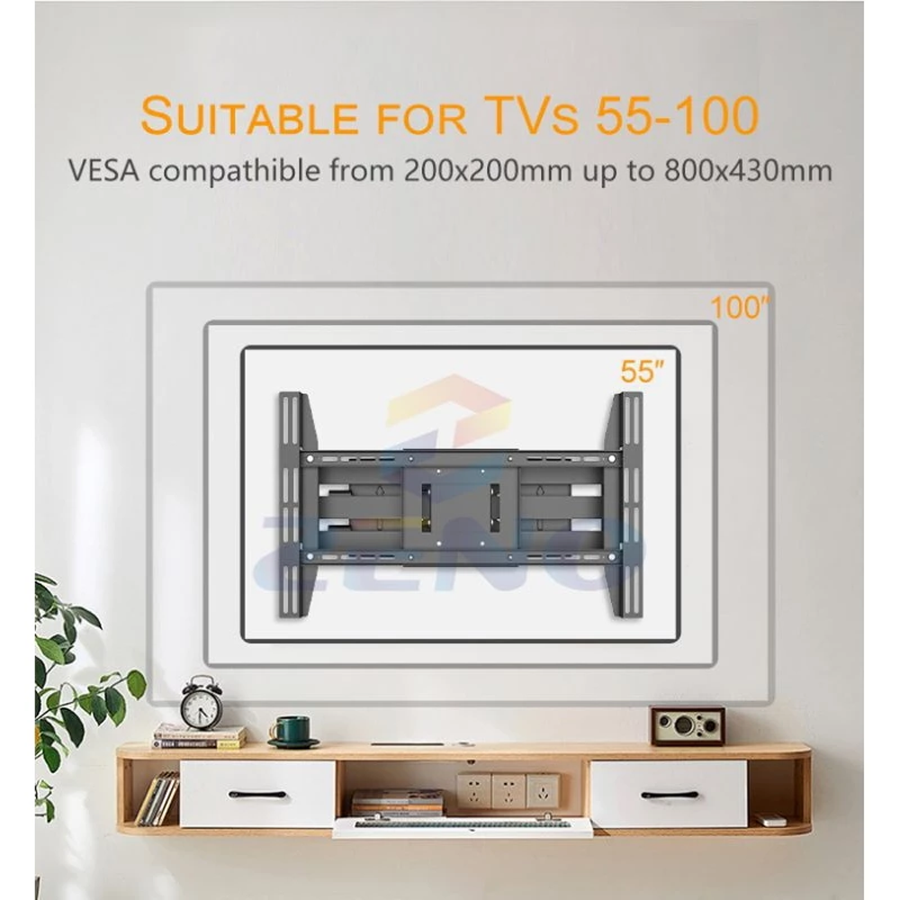 Zeno 55"-100" LED TV BRACKET - Full Motion Cantilever Mount (DOUBLE CANTILEVER ARM) LP620