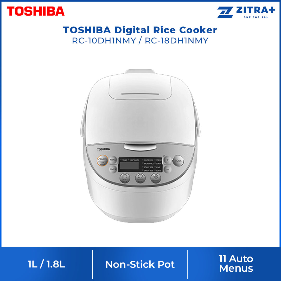 TOSHIBA 1L/1.8L Digital Rice Cooker RC-10DH1NMY/RC-18DH1NMY | 2.2mm Honatsukama Pot | Preset Menus with LED Display | 11-Auto Menu | Rice Cooker with 1 Year Warranty