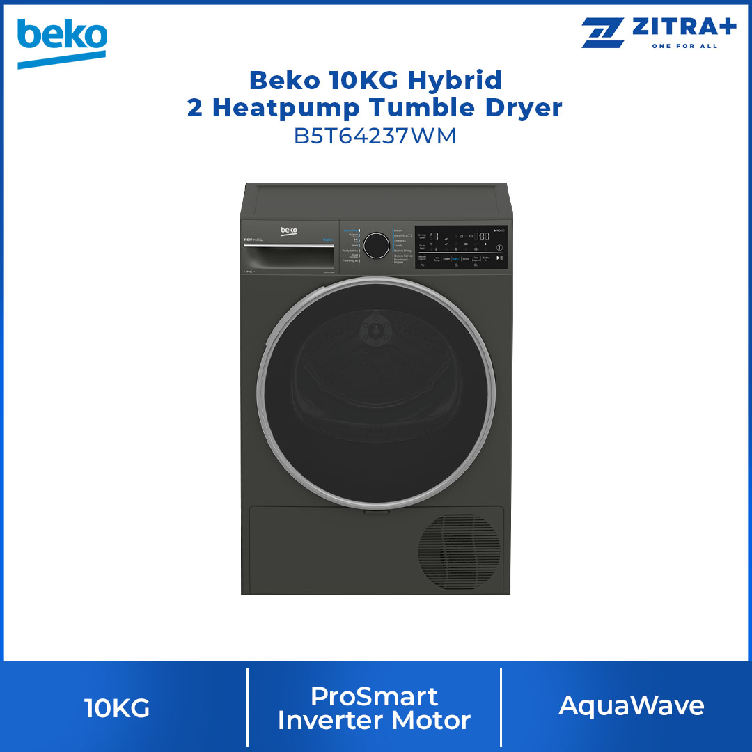 Beko 10KG Hybrid 2 Heatpump Tumble Dryer B5T64237WM | A++ Energy Efficiency Class | Wireless HomeWhiz Connection | Sensor Drying | Tumbler Dryer with 2 Year Warranty