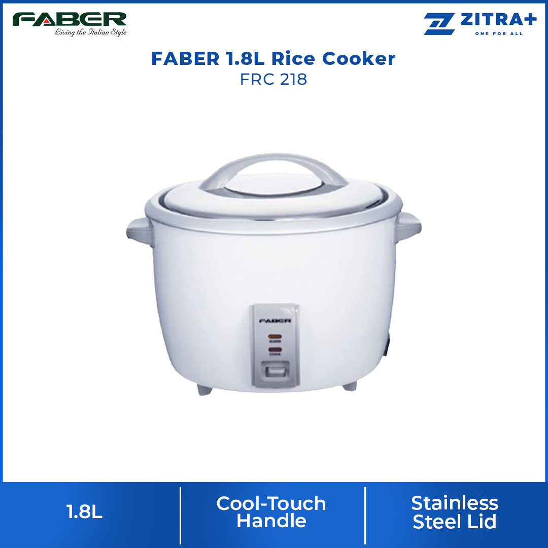 FABER 1.0L/1.8L/2.8L Rice Cooker FRC 210/FRC 218/FRC228 | Cool-Touch Handle | Stainless Steel Lid | Cook & Keep Warm modes | Rice Cooker with 1 Year Warranty