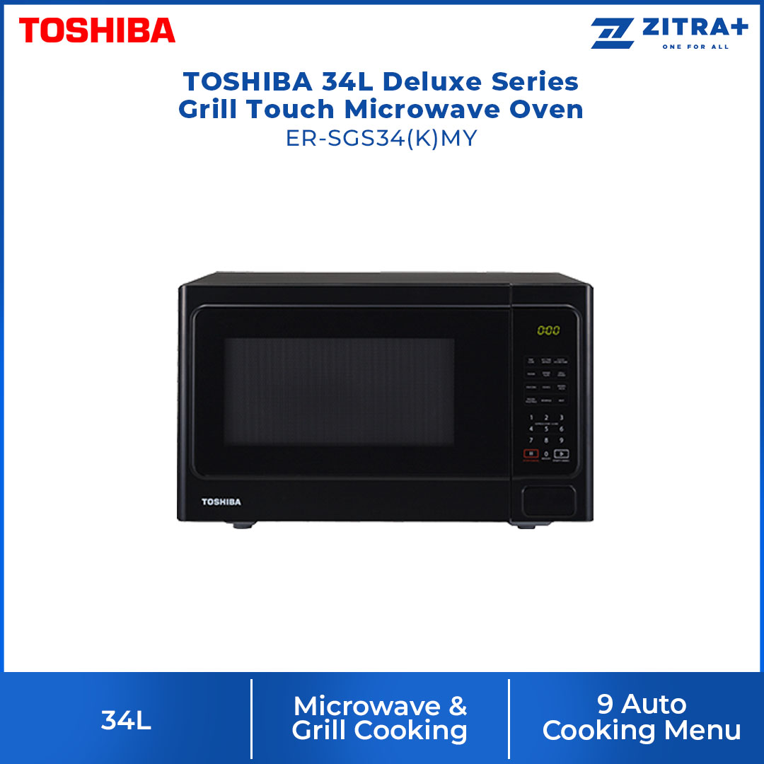 TOSHIBA 20L/34L Microwave Oven ER-SGS20(K)MY/ER-SGS34(K)MY | Microwave & Grill | 9 Auto Cooking Menu | Weight & Time Defrost | Microwave Oven with 1 Year Warranty