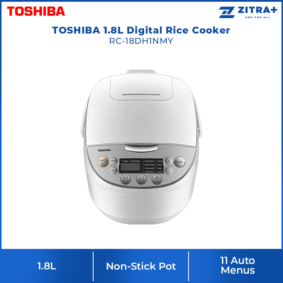 TOSHIBA 1L/1.8L Digital Rice Cooker RC-10DH1NMY/RC-18DH1NMY | 2.2mm Honatsukama Pot | Preset Menus with LED Display | 11-Auto Menu | Rice Cooker with 1 Year Warranty