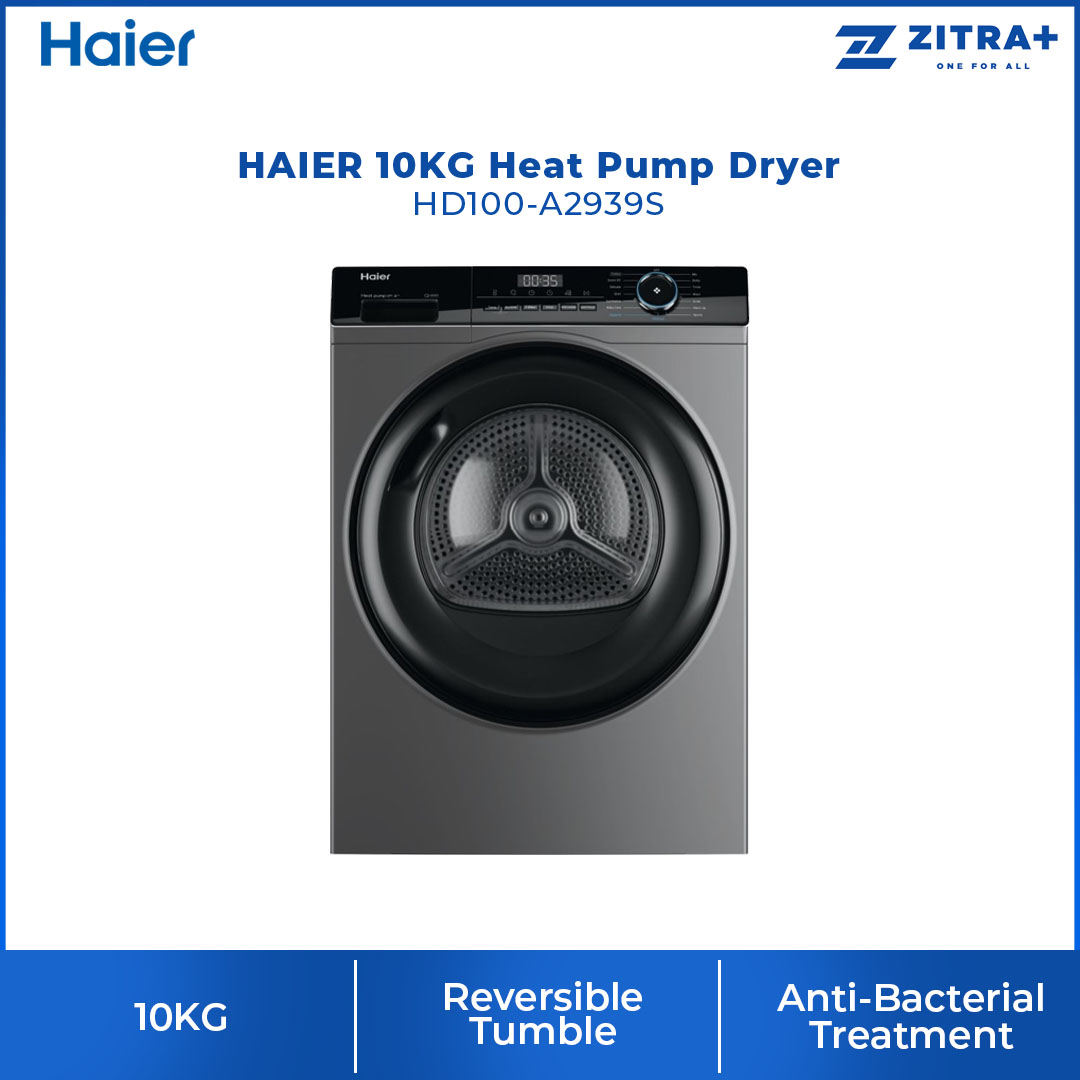 HAIER 10KG Heat Pump Dryer HD100-A2939S | Reversible Tumble | Sensor Dry |  I-Fresh | Dryer with 2 Year Warranty