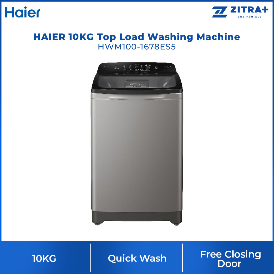 HAIER 10KG/12KG Top Load Washing Machine HWM100-1678ES5/HWM120-1678ES5 | Hijab Mode | Pillow Drum | Rear Control | Dispenser | ABT Pulsator | Auto Restart  | Washing Machine with 2 Year Warranty