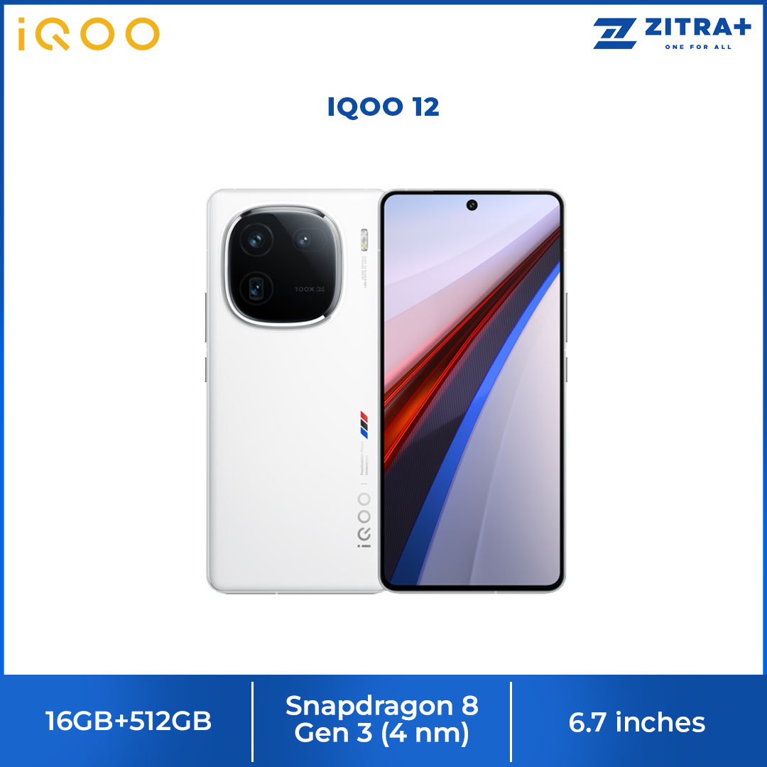 IQOO 12 16GB+512GB | 120W |  6.7 inches with LTPO AMOLED | Android 14 | Fun Touch 14 | Snapdragon 8 Gen 3 (4 nm) | Smartphone with 2 Years Warranty