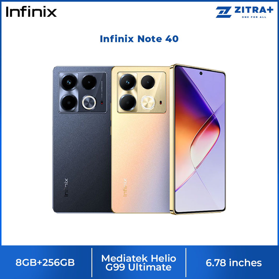 Infinix Note 40 8GB+256GB | Li-Po 5000mAh | 45W | 6.78 inches | Flexible AMOLED display | Mediatek Helio G99 Ultimate | Smartphone with 1 Year Manufacturer Warranty