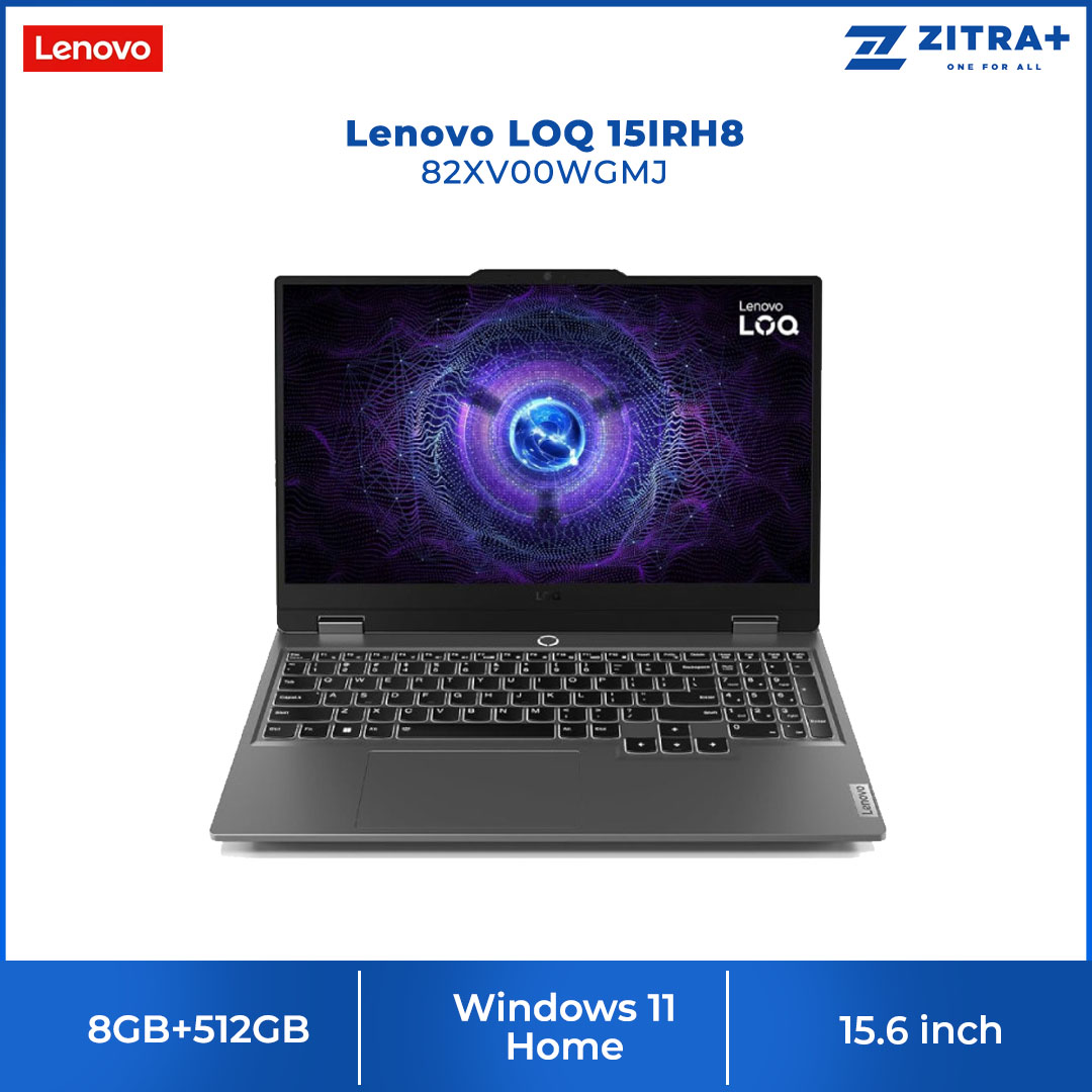 Lenovo LOQ 15IRH8 Laptop 82XV00WGMJ (Intel Core i5-12450H/ 8GB+512GB / 15.6-inch / ) | 170W Slim Tip (3-pin) | Windows 11 Home | AI Chip: LA1 | Laptop with 2 Years Warranty