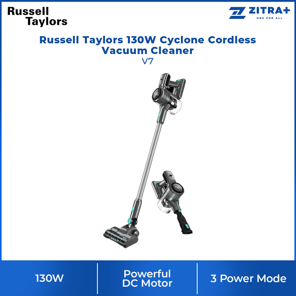 Russell Taylors 130W Cyclone Cordless Vacuum Cleaner V7 | Rechargable  Battery | 3 Power Mode | Powerful DC Motor | Vacuum Cleaner with 2 Year Warranty