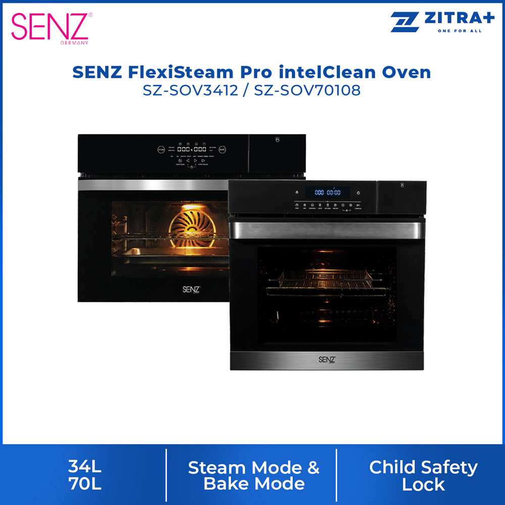 SENZ FlexiSteam Pro IntelClean Oven  SZ-SOV3412/SZ-SOV70108 | Steam Mode | Child Safety Lock | Smart Auto Cleaning | Oven with 1 Year Warranty