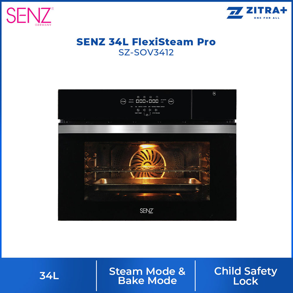 SENZ FlexiSteam Pro IntelClean Oven  SZ-SOV3412/SZ-SOV70108 | Steam Mode | Child Safety Lock | Smart Auto Cleaning | Oven with 1 Year Warranty