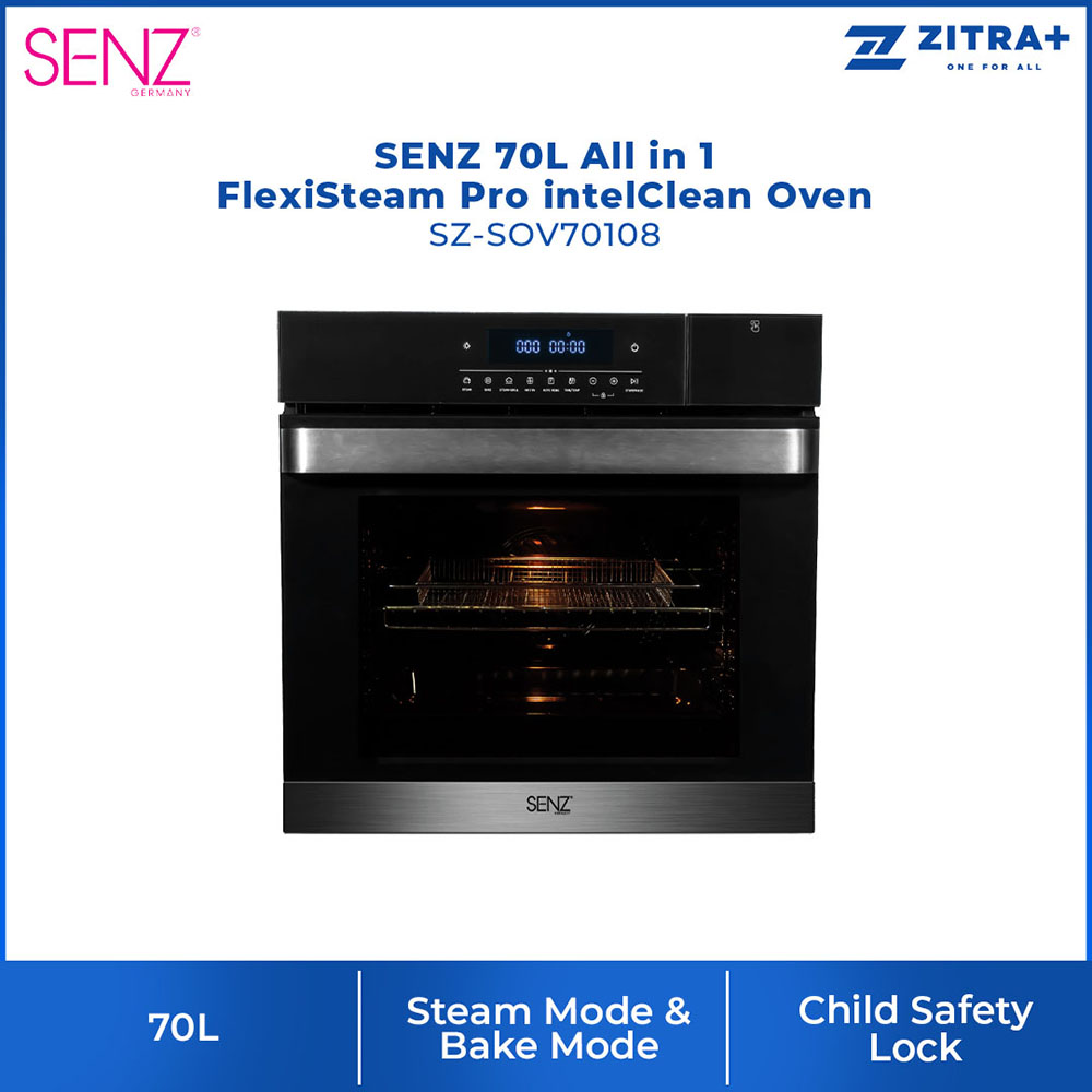 SENZ FlexiSteam Pro IntelClean Oven  SZ-SOV3412/SZ-SOV70108 | Steam Mode | Child Safety Lock | Smart Auto Cleaning | Oven with 1 Year Warranty