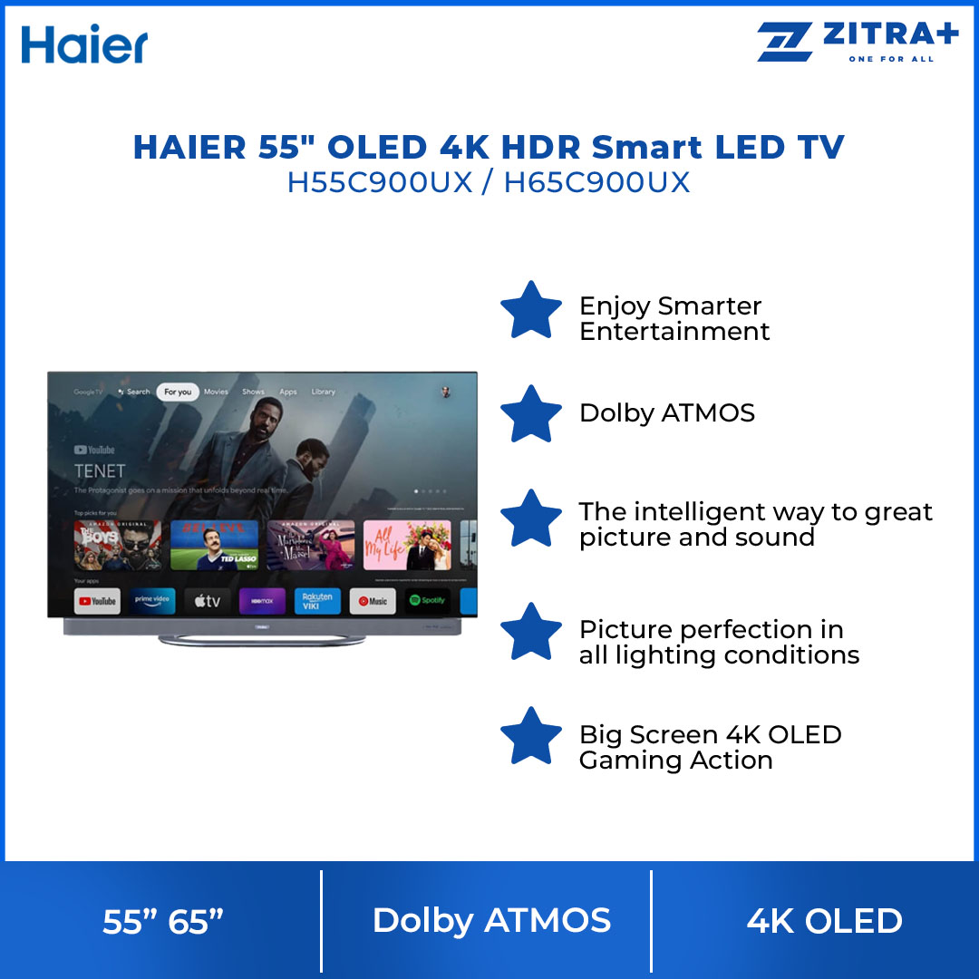 HAIER 55" OLED 4K HDR Smart LED TV H55C900UX | OLED Google Drive Series | Dolby Vision |  Sound System | 120 Hz | Smart LED TV with 3 Year Warranty